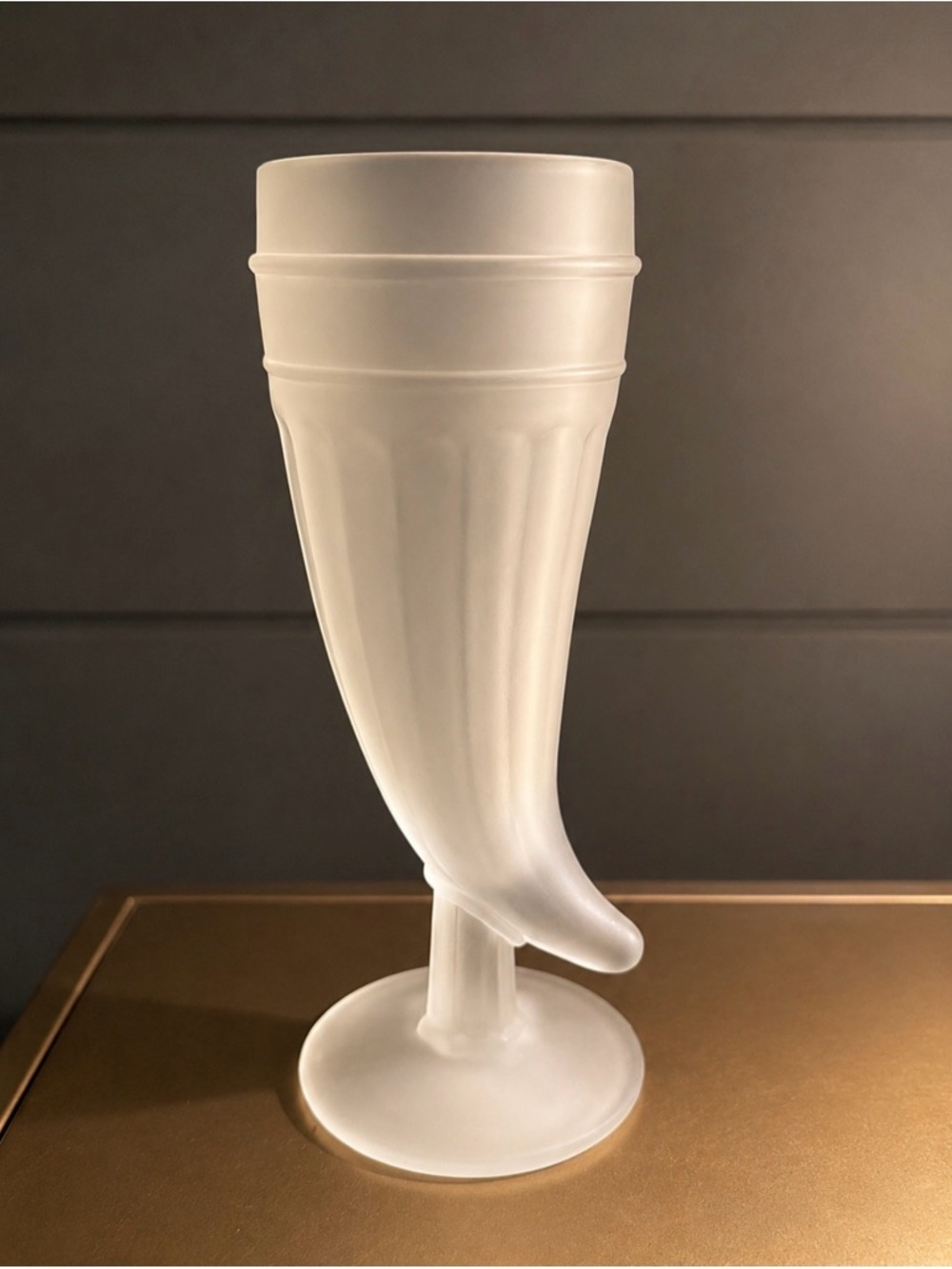 Indiana Glass Frosted White Horn Goblet